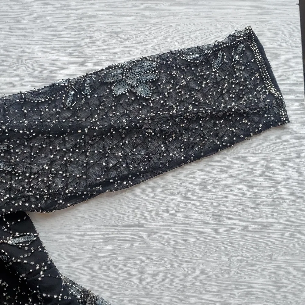 Pisarro Nights Black Vintage Maxi Beaded Sequin Gown 8 - Picture 5 of 8